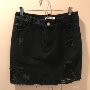 Nasty Gal Black Denim Skirt
